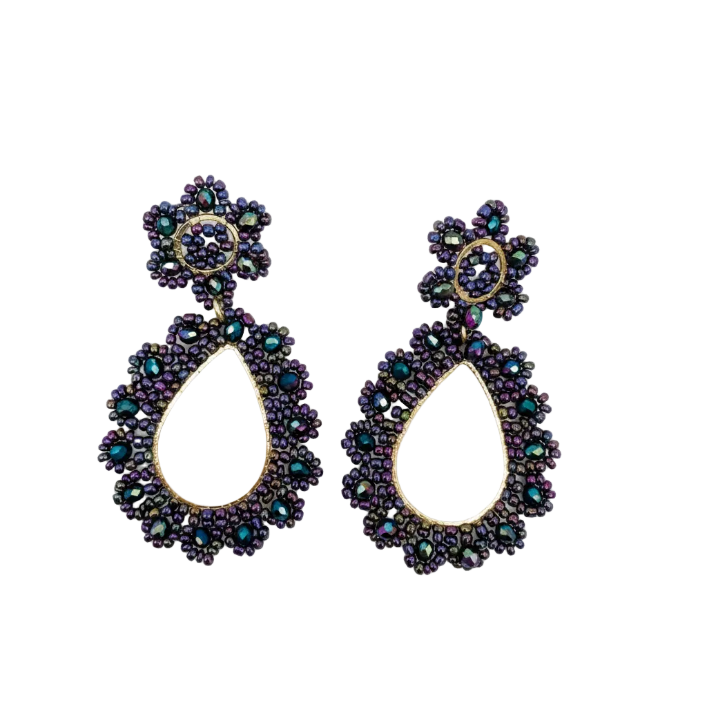 Beaded-Teardrop Drop Earrings