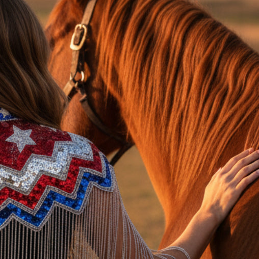 Beaded-Fringe Capelet - America