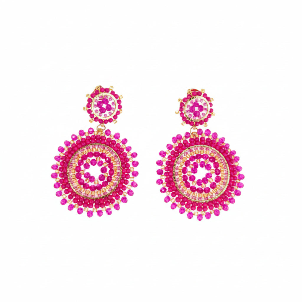 Pair of pink beaded earrings 