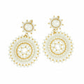 Pair of beaded earrings with gold and white beads