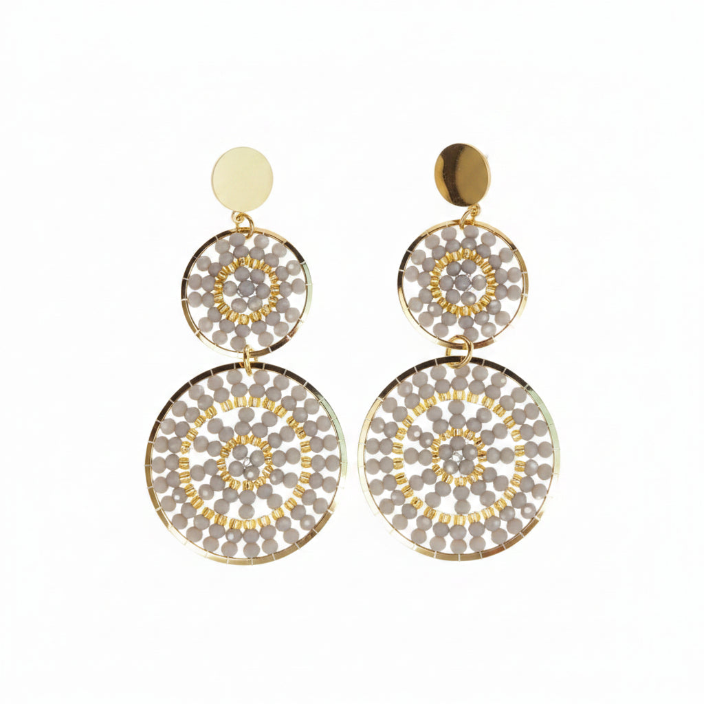 Gold and gray spiral earrings