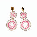 Pair of earrings with pink circular designs 