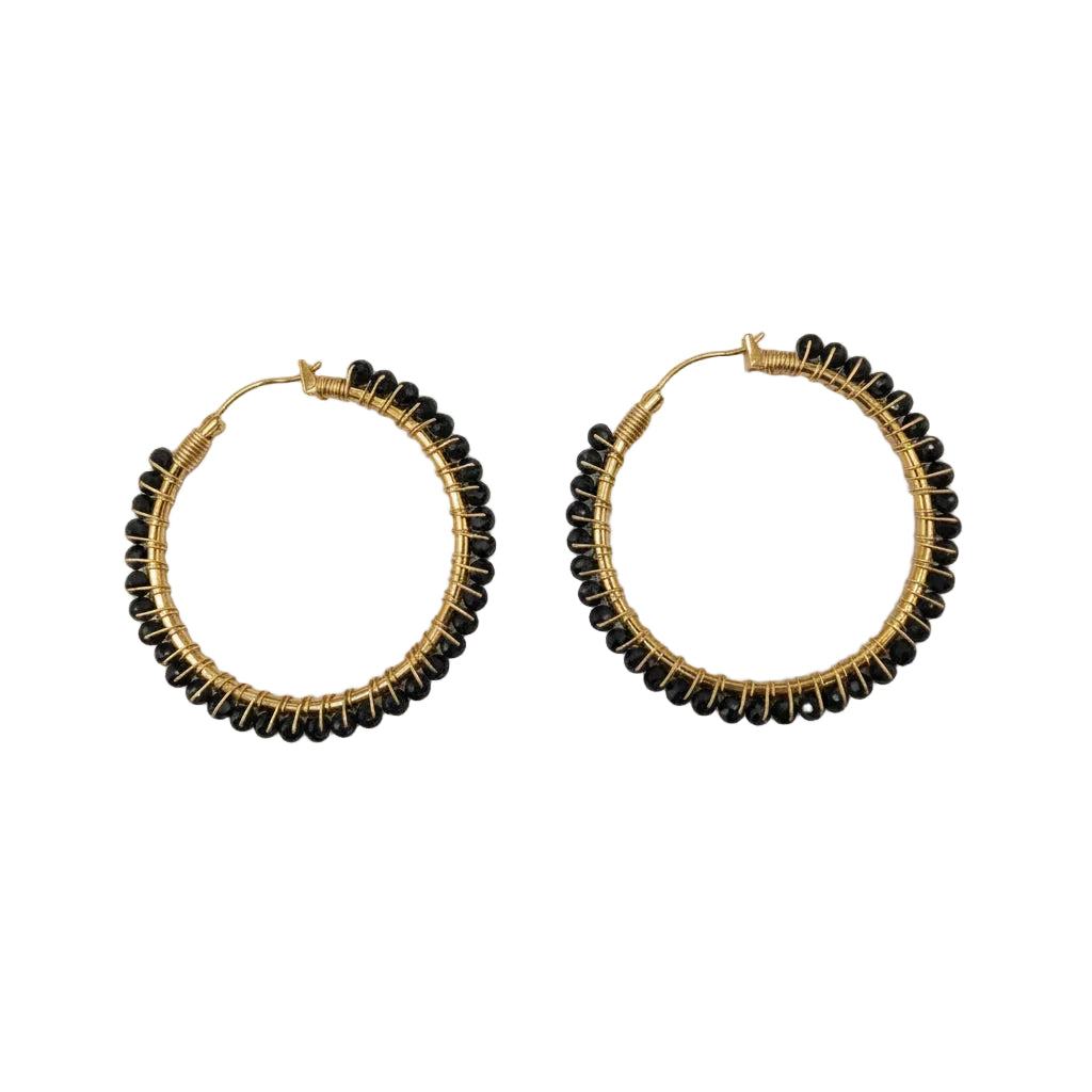 Pair of hoop earrings with beads 