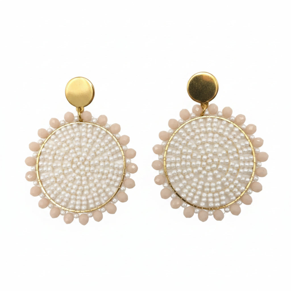 Beaded-Medallion Drop Earrings