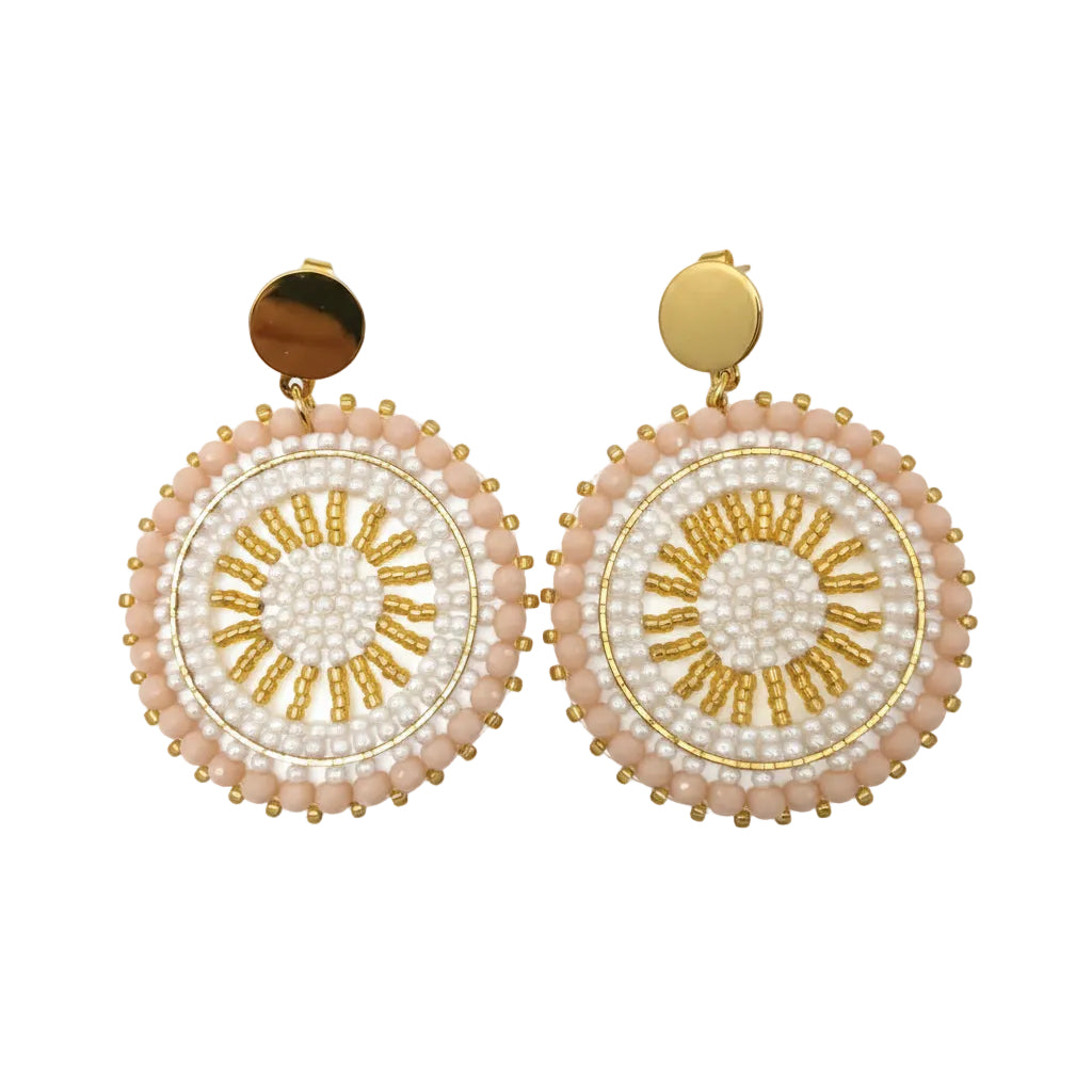 Pair of beaded earrings with gold accents 