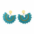Turquoise beaded earrings with gold accents