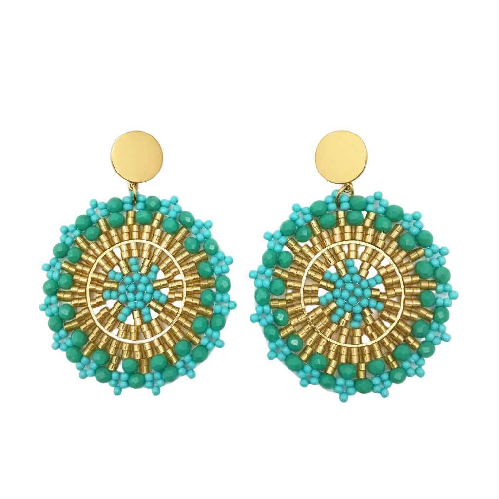 Beaded-Medallion Drop Earrings