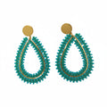 Teal beaded earrings with gold accents 