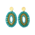 Pair of turquoise and gold beaded earrings 