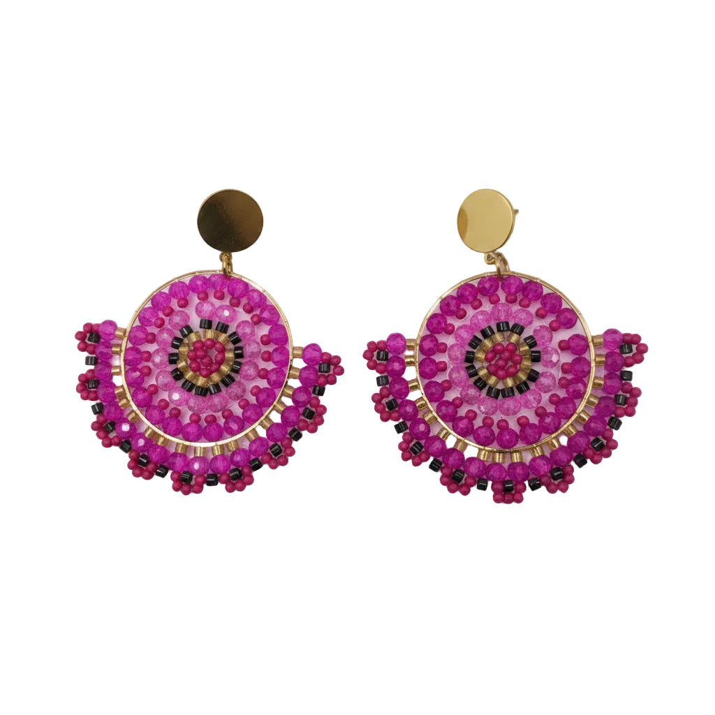 Lattice-Medallion Drop Earrings