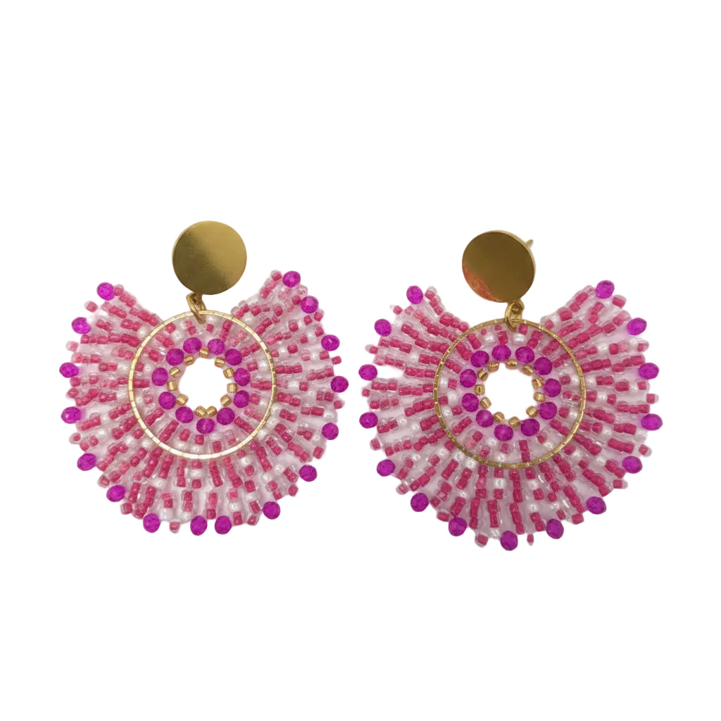 Pair of pink beaded earrings 