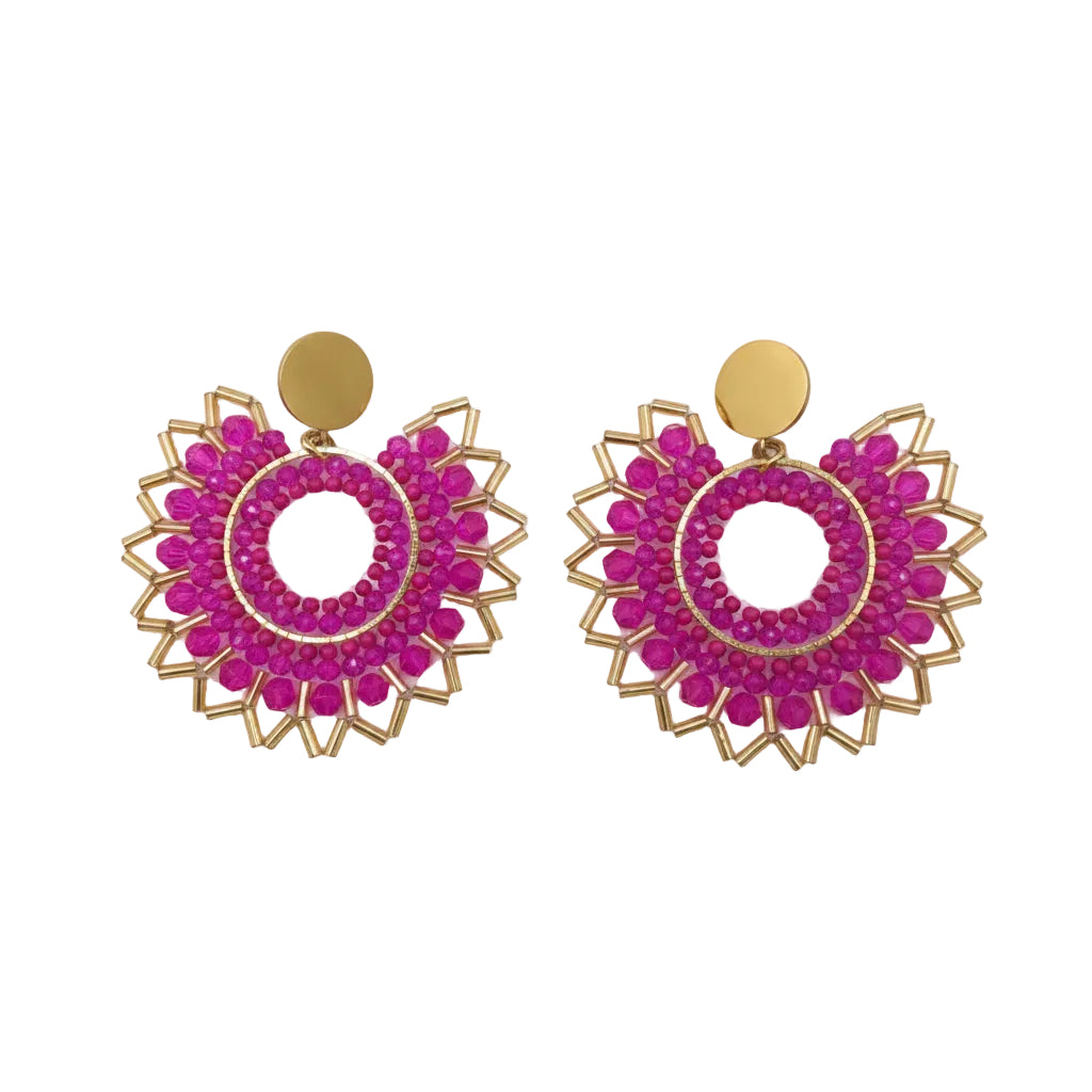 Pair of pink earrings with gold accents