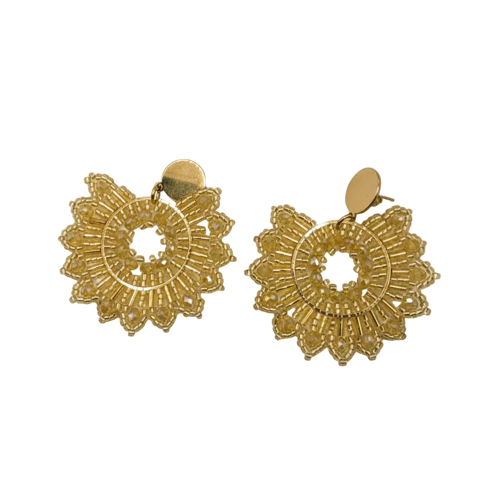 Pair of gold floral earrings