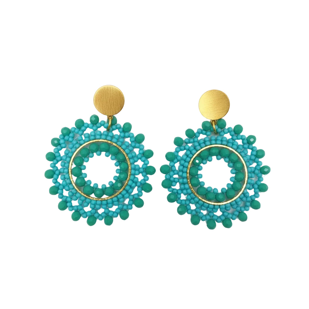 Pair of turquoise beaded earrings