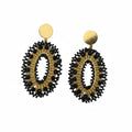 Crescent-Beaded Drop Earrings