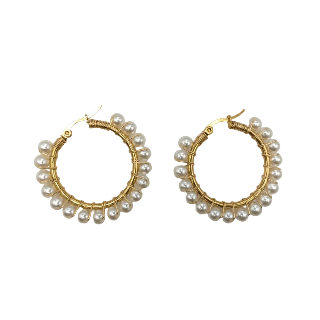 Beaded-Chamber Hoop Earrings