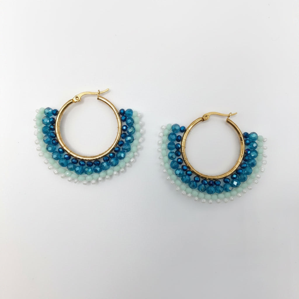Pair of beaded hoop earrings