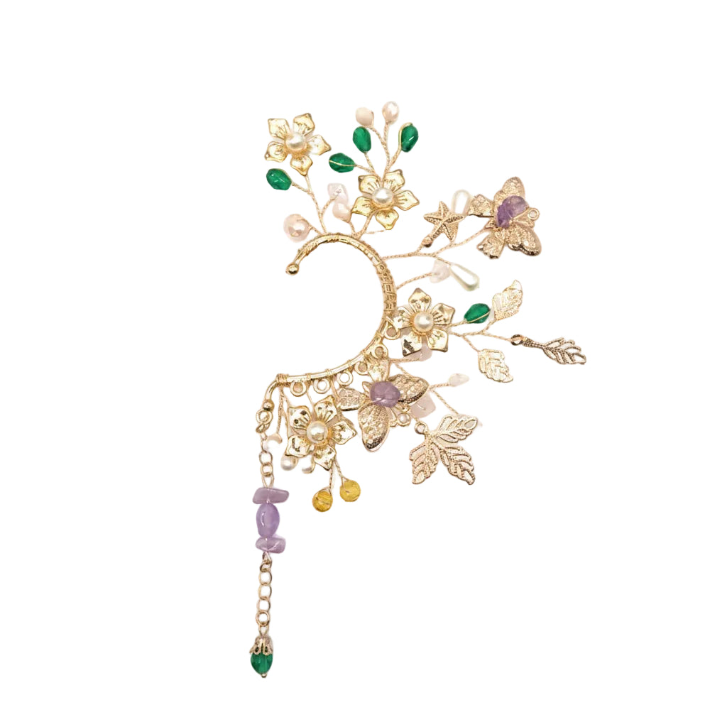 Decorative hair clip with floral and gemstone details