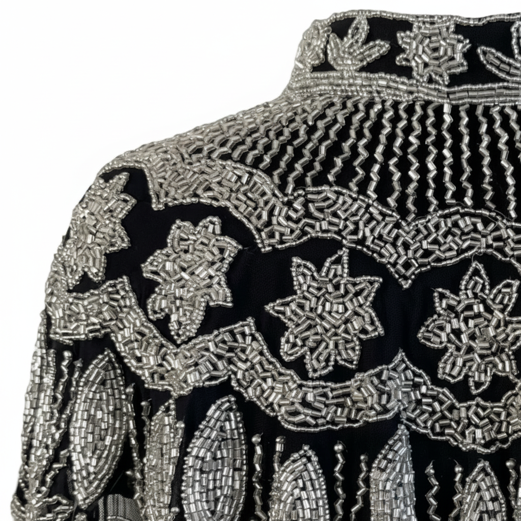 Beaded-Fringe Capelet - Silver