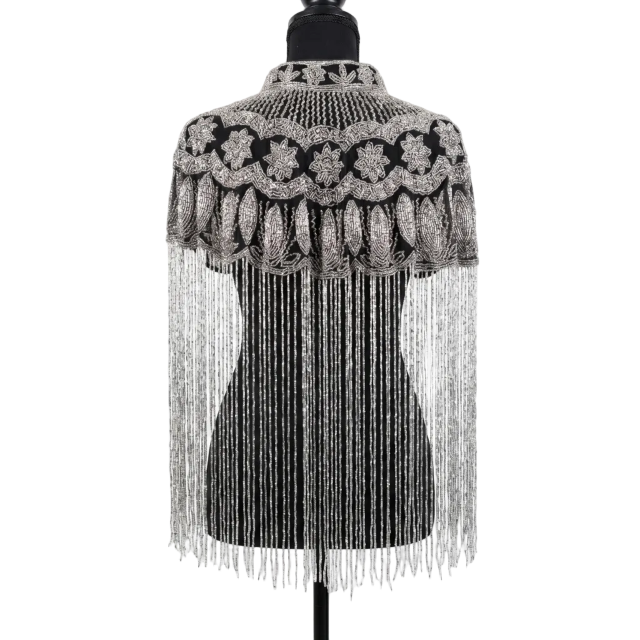 Decorative shawl with intricate patterns and fringes