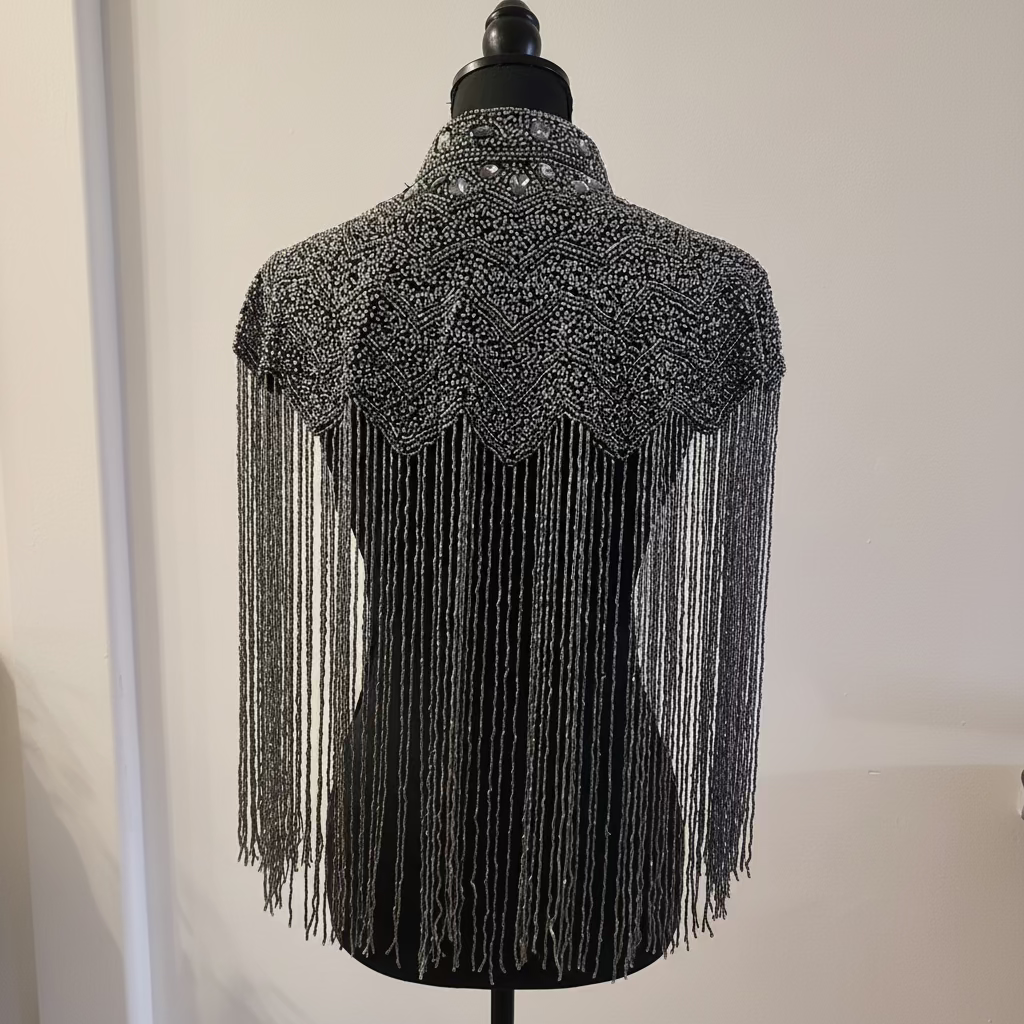 Beaded-Fringe Capelet - Silver 3