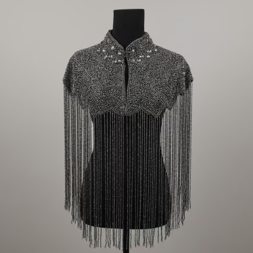 Beaded-Fringe Capelet - Silver 3