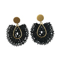 Pair of black beaded earrings with gold accents