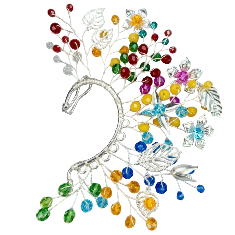 Decorative headband with colorful beads and flowers