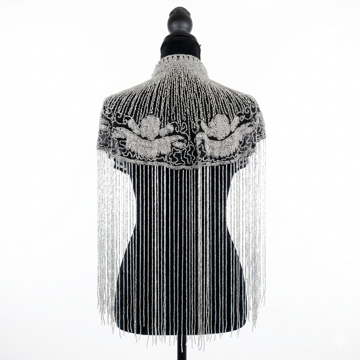 Beaded-Fringe Capelet - Silver
