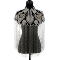 Beaded-Fringe Capelet - Silver/Gold